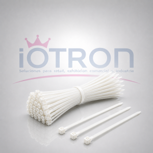 Amarra plástica 250 × 4.8 mm natural de Nylon 66, bolsa de 100 unidades IOTRON.