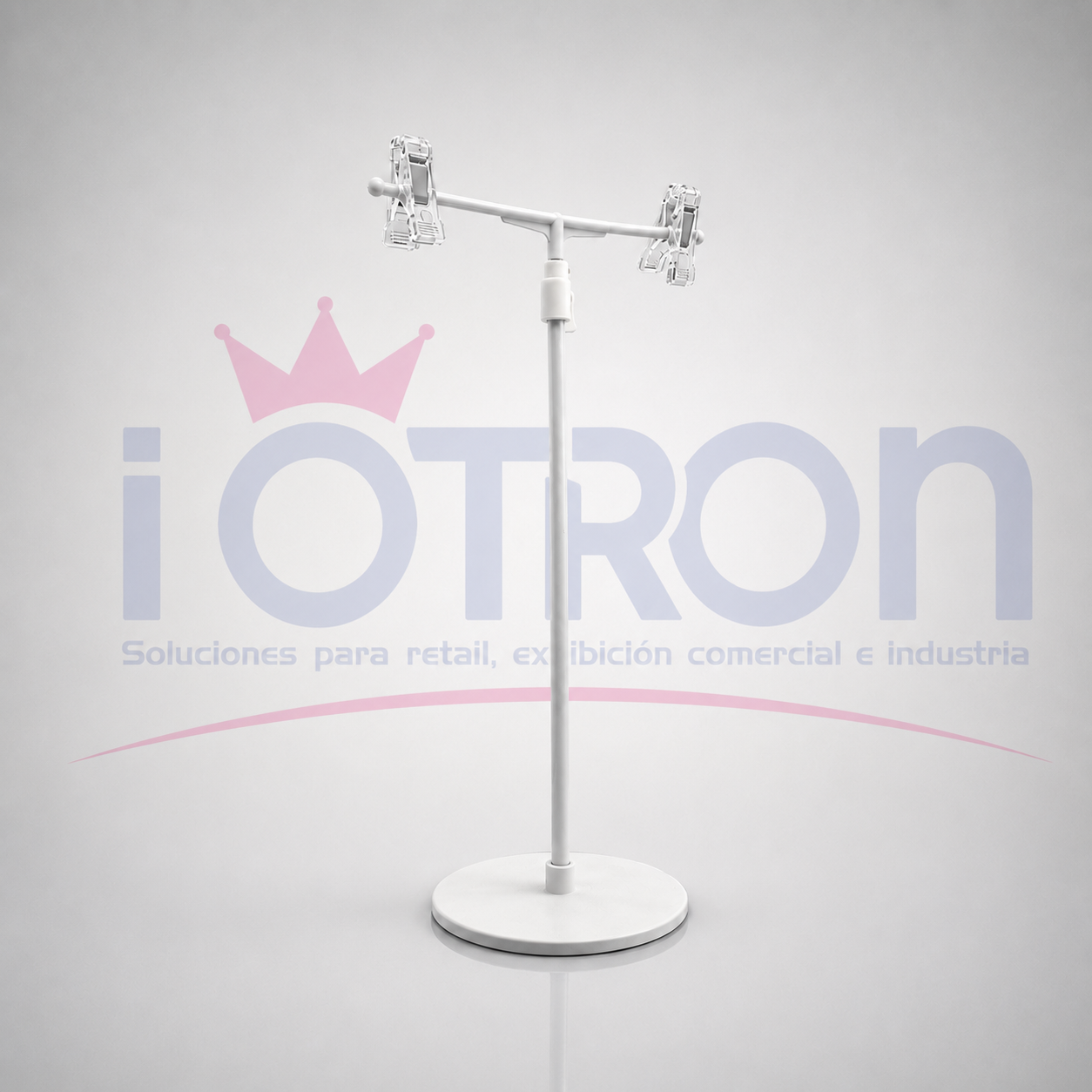 Soporte Pinza Acrílica Expandible para Retail ideal para exhibir porta precios, promociones y señalización.