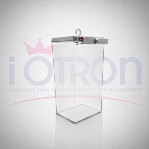 Caja Acrílica Safer 21 para proteger productos de alto valor en supermercados, farmacias y tiendas.