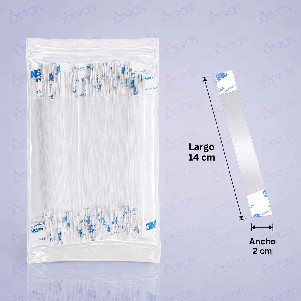 Vibrín para publicidad 14x2 cm con adhesivo y medidas
