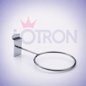 Ganchera porta balón cromada para panel ranurado