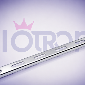 Riel Tipo U cromado de 1200 mm para Sistema Nova utilizado en exhibidores comerciales.
