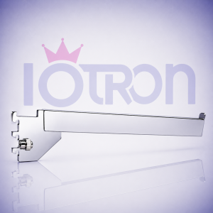 Brazo frontal cromado para Sistema Nova, ideal para exhibición de productos en comercios.