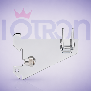 Soporte de barra cromado compatible con Sistema Magna para exhibidores comerciales.