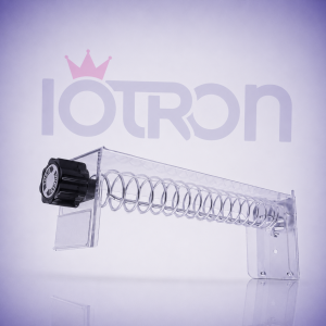 Ganchera Seguridad Espiral 23 cm 10 Posiciones Cuadrada de acero cromado para exhibición de productos IOTRON.