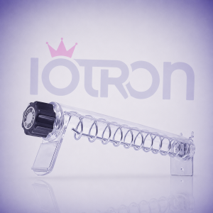 Ganchera Seguridad Espiral 30 cm 10 Posiciones Redonda de acero cromado para exhibición de productos IOTRON.