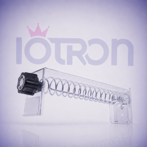 Ganchera Seguridad Espiral 30 cm 14 Posiciones Cuadrada de acero cromado para exhibición de productos IOTRON.
