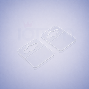 Hang Tab Flexi Euro Round transparente de 44 x 51 mm para exhibición de productos