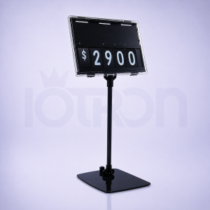 Porta precio visual grande con pedestal para retail