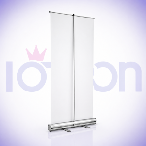 Porta Pendón Roller 80x200 Aluminio retráctil para publicidad, ferias y eventos.