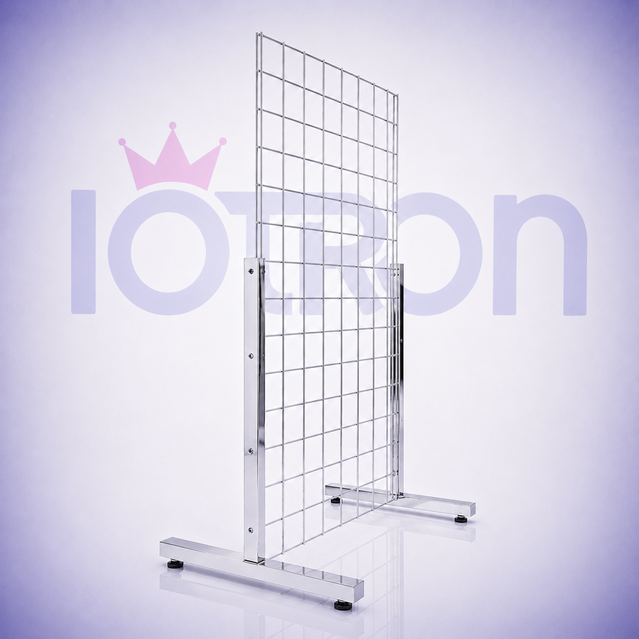 Soporte cromado para rejilla de 450×600 mm compatible con Sistema Malla.