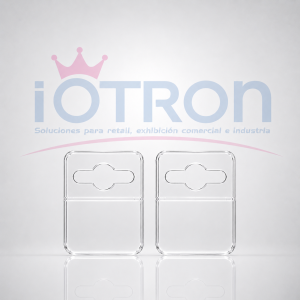 Hang Tab Flexi Euro Round transparente para exhibición de productos IOTRON