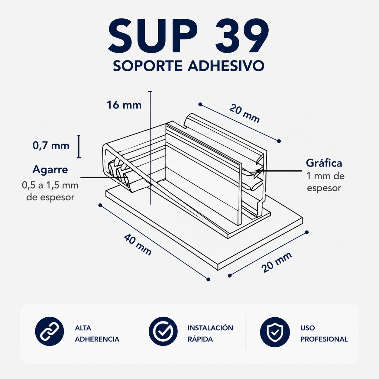 Medidas del sujeta gráfica clip SUP39