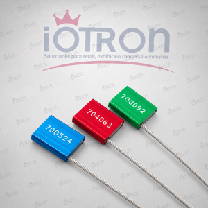 Sello Candado TXCS107 IOTRON con cable de acero de 30 cm para seguridad y control