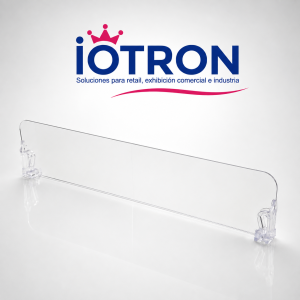 Separador acrílico tipo T 60 transparente de 310 mm para góndolas y estanterías