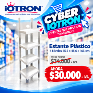 Estante plástico 4 niveles en oferta Cyber IOTRON para tiendas y negocios